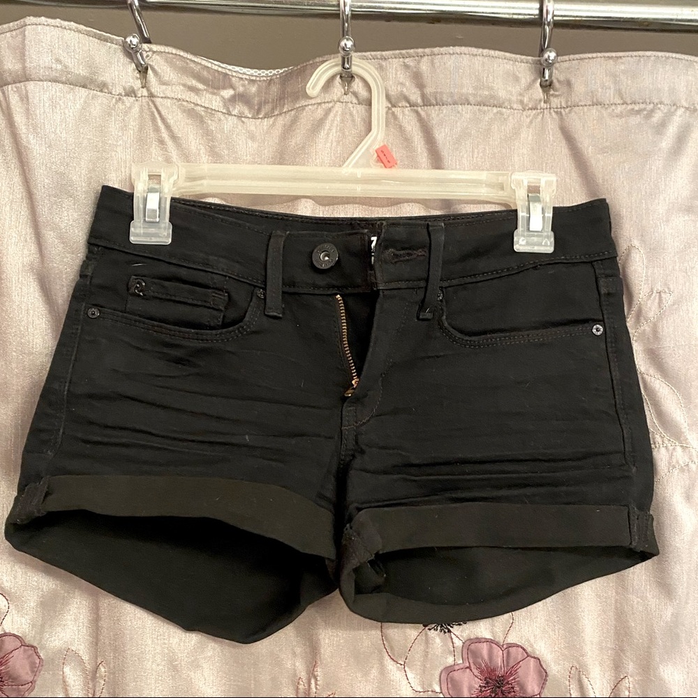 Black stretchy jean shorts